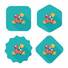 Valentine's Day flower flat icon with long shadow eps10 N56