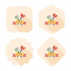 Valentine's Day flower flat icon with long shadow eps10 N57