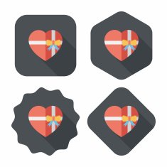 Valentine's Day present flat icon with long shadow eps10 N69