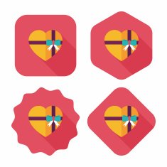 Valentine's Day present flat icon with long shadow eps10 N70