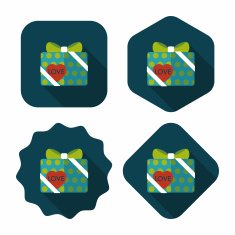 Valentine's Day present flat icon with long shadow eps10 N72