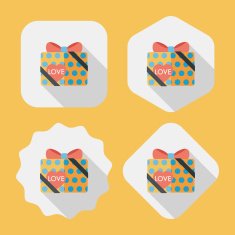 Valentine's Day present flat icon with long shadow eps10 N73