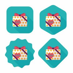 Valentine's Day present flat icon with long shadow eps10 N74
