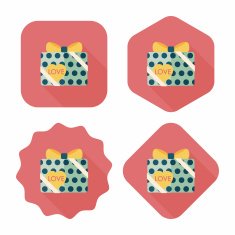 Valentine's Day present flat icon with long shadow eps10 N75