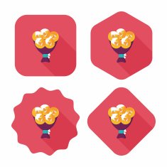 Valentine's Day flower flat icon with long shadow eps10 N59