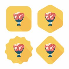 Valentine's Day flower flat icon with long shadow eps10 N60