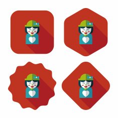 valentine's day girl flat icon with long shadow eps10 N15