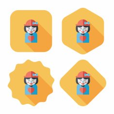 valentine's day girl flat icon with long shadow eps10 N16