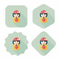 valentine's day girl flat icon with long shadow eps10 N18