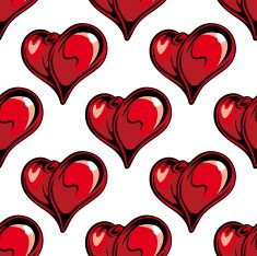 Retro red hearts seamless pattern