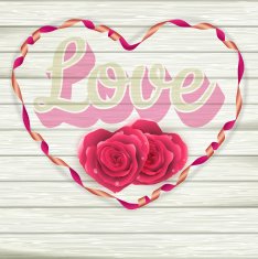 Word Love on old vintage wooden plates EPS 10