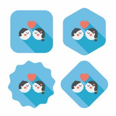 Valentine's day couple flat icon with long shadow eps10 N49