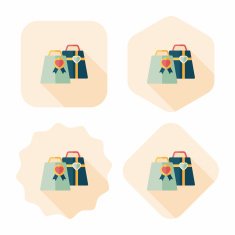 Valentine's Day present flat icon with long shadow eps10 N79