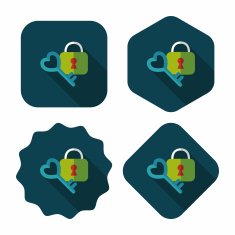 Valentine's Day lover lock flat icon with long shadow eps10 N26