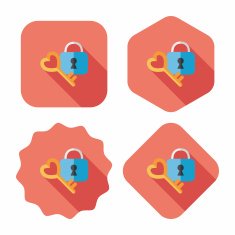 Valentine's Day lover lock flat icon with long shadow eps10 N27