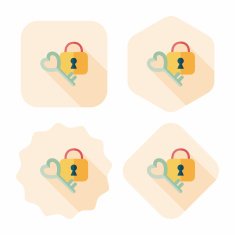 Valentine's Day lover lock flat icon with long shadow eps10 N29