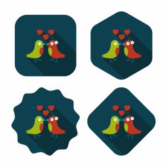 Valentine's Day lover bird flat icon with long shadow eps10 N72