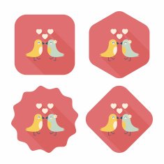 Valentine's Day lover bird flat icon with long shadow eps10 N75