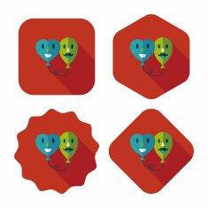 Valentine's Day ballons flat icon with long shadow eps10 N26