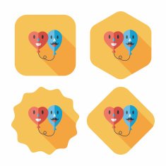 Valentine's Day ballons flat icon with long shadow eps10 N27