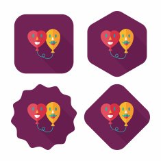 Valentine's Day ballons flat icon with long shadow eps10 N28