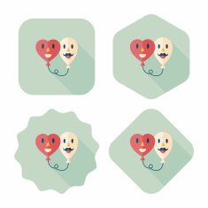Valentine's Day ballons flat icon with long shadow eps10 N29