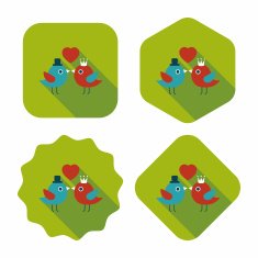 Valentine's Day lover bird flat icon with long shadow eps10 N76