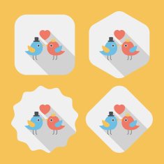 Valentine's Day lover bird flat icon with long shadow eps10 N77