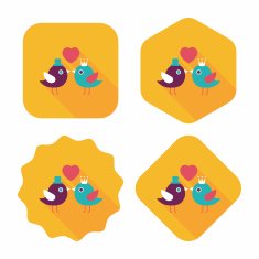 Valentine's Day lover bird flat icon with long shadow eps10 N78