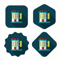 Valentine's day hotel flat icon with long shadow eps10 N20