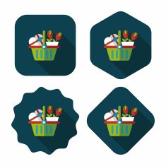 Valentine's Day present bucket flat icon with long shadow eps10 N18