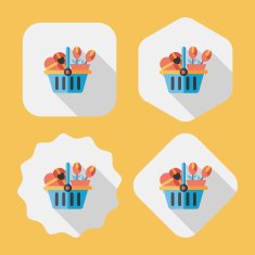 Valentine's Day present bucket flat icon with long shadow eps10 N19