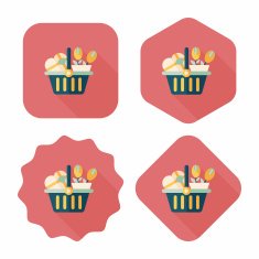 Valentine's Day present bucket flat icon with long shadow eps10 N20