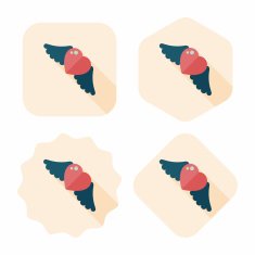 Valentine's Day love heart flat icon with long shadow eps10 N44