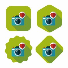 Valentine's Day photo camera flat icon with long shadow eps10 N9