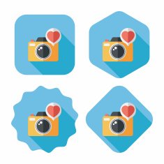 Valentine's Day photo camera flat icon with long shadow eps10 N10