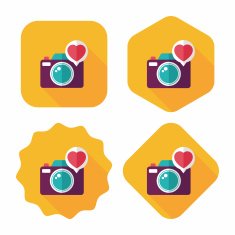 Valentine's Day photo camera flat icon with long shadow eps10 N11