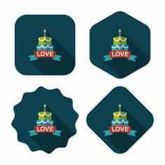 Valentine's Day cake flat icon with long shadow eps10 N36