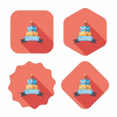 Valentine's Day cake flat icon with long shadow eps10 N37