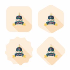 Valentine's Day cake flat icon with long shadow eps10 N39