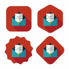 Happy birthday card flat icon with long shadow eps10 N39