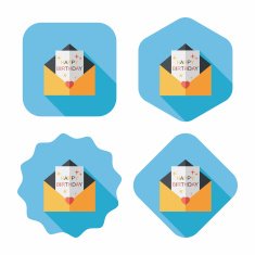 Happy birthday card flat icon with long shadow eps10 N40