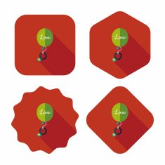 wedding balloons with diamond rings flat icon N11