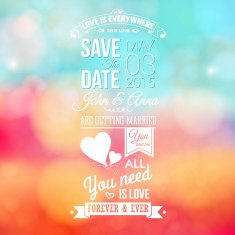 Save the date for personal holiday Wedding invitation blurred N3