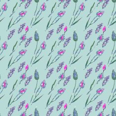 Seamless pattern with flowers and ears