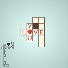 Holiday Postcard for ValentineÂs day in flat design Crossword