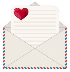 Envelope with a Letter in the Form of Valentines Stock