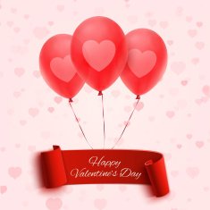 Happy Valentine's day banner with three balloons