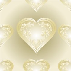 Seamless texture heart of gold and silver ornaments vector