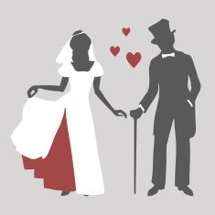 Bride and groom illustration in retro style N2